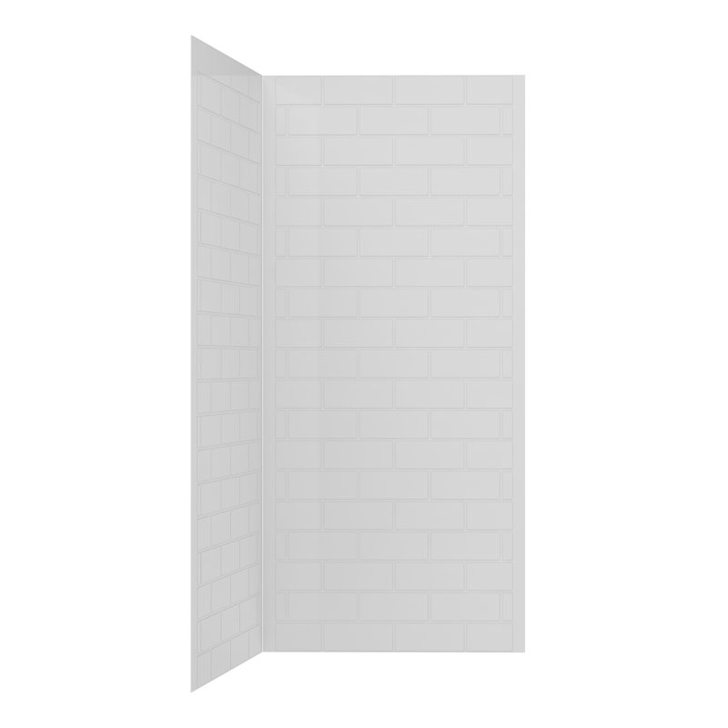 Bordure de coin de douche 2 pièces à finition carrelée blanche Streamline, H 76 po x l 36 po x P 36 po