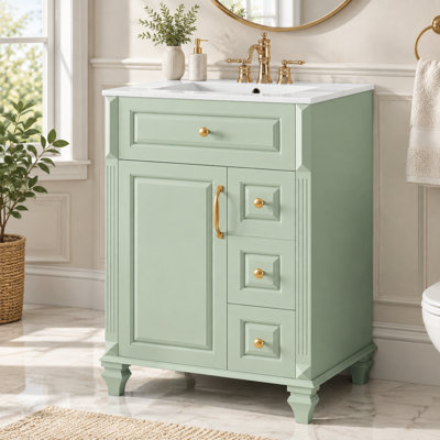 Meuble-lavabo autoportant 24 po avec lavabo et armoire de rangement 24 po