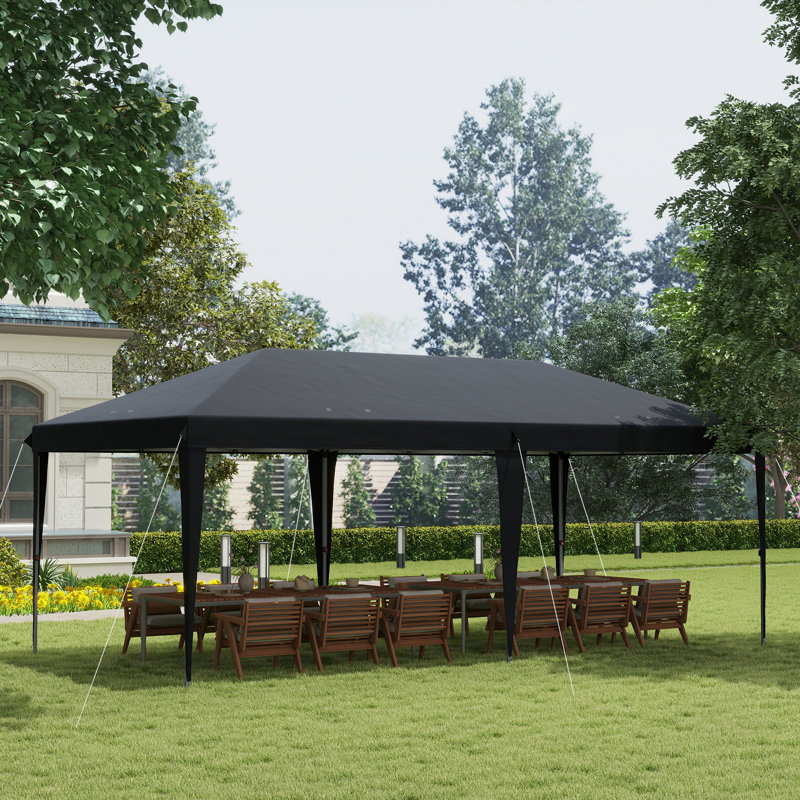 Outsunny 10' X 20' Pop Up Canopy Tent, Black, 76.8" H x 230.4" W x 116.4" D