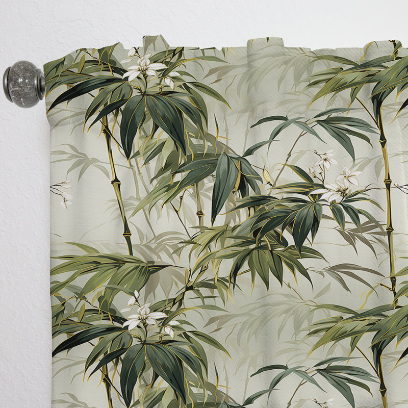 Élégance bambou motif tropical IV - Rideau tropical - Velours obscurcissant - 1 panneau, L 52 po x L 120 po
