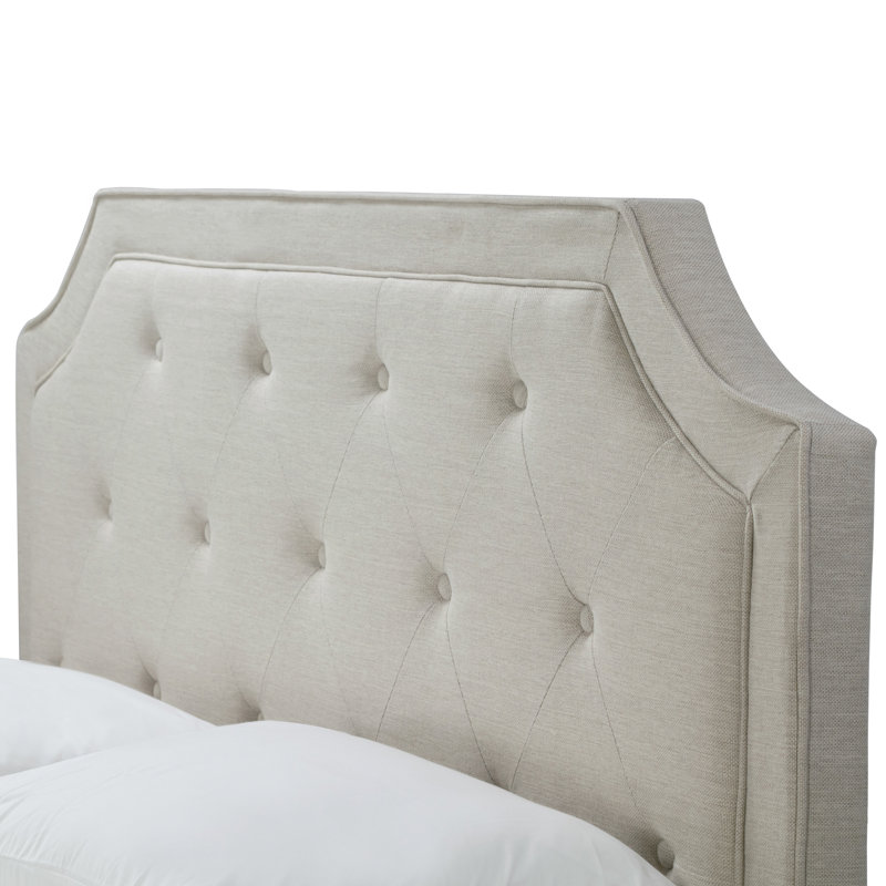 Upholstered Standard Bed, Beige Polyester