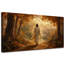 «Jesus Walking Autumn Forest», art mural, chaleur douce de dévotion, surface imperméable facile à nettoyer, salle de prière ou centre d'étude silencieux 20 x 40 po