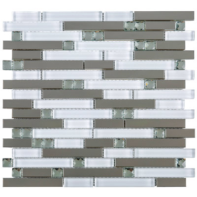 Diamond 11.82 in. x 11.82 in. Interlocking Glossy Glass Mosaic Tile