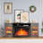 Farmhouse 70"W LED Curved Fireplace TV Stand,Washed Gray-1988164189