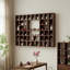Étagère murale en bois massif au fini noyer foncé, vitrine à plusieurs compartiments de style Song pour salon de thé ou décoration de salon