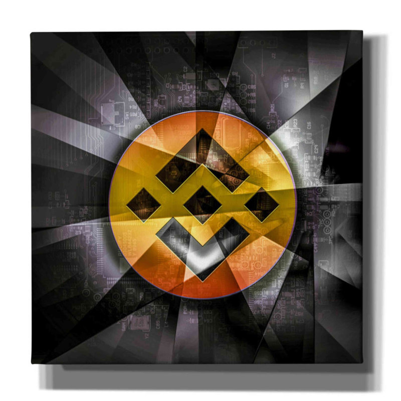 «BNB Binance Coin», art mural sur toile, H 26 po x l 26 po x P 1,5 po