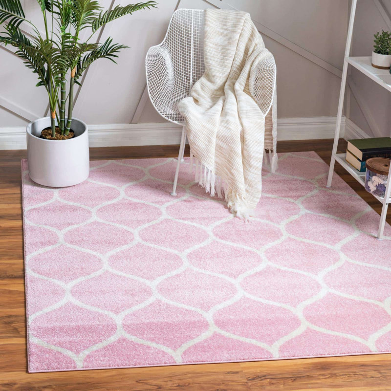 Llanet Geometric Area Rug, Rectangle 7'10" x 11', Pink