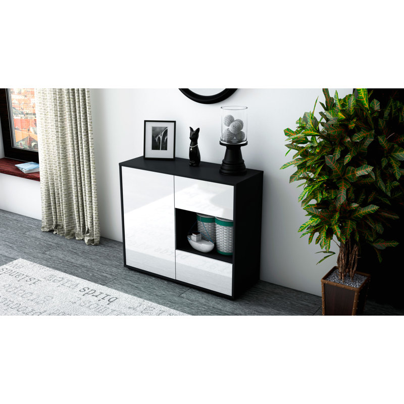Quebec 92cm Sideboard, Anthracite/High-gloss white