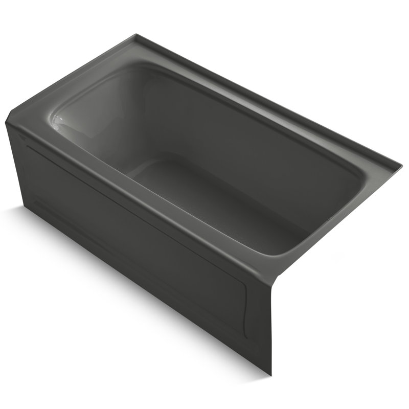 Bancroft 60" x 32" Alcove Soaking Acrylic Bathtub, Thunder Grey, Right