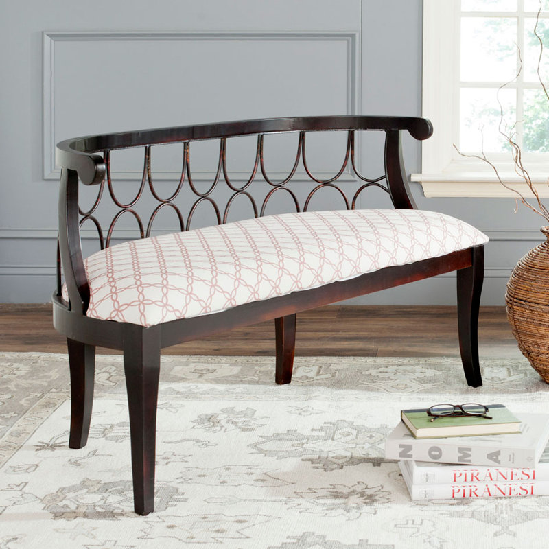 Banc en bois Bristlewood, Motif de treillis en treillis blanc rose