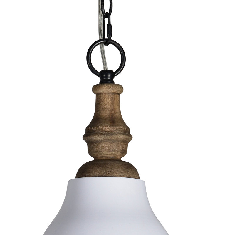 Luminaire suspendu blanc simple à 1 lumière avec accent de bois Scriven