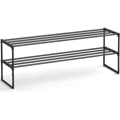 Shoe Rack, 2-Tier Shoe Organizer, Metal Storage Shelf, Upright Or Upside Down, For 15-18 Pairs, Stackable, For Entryway