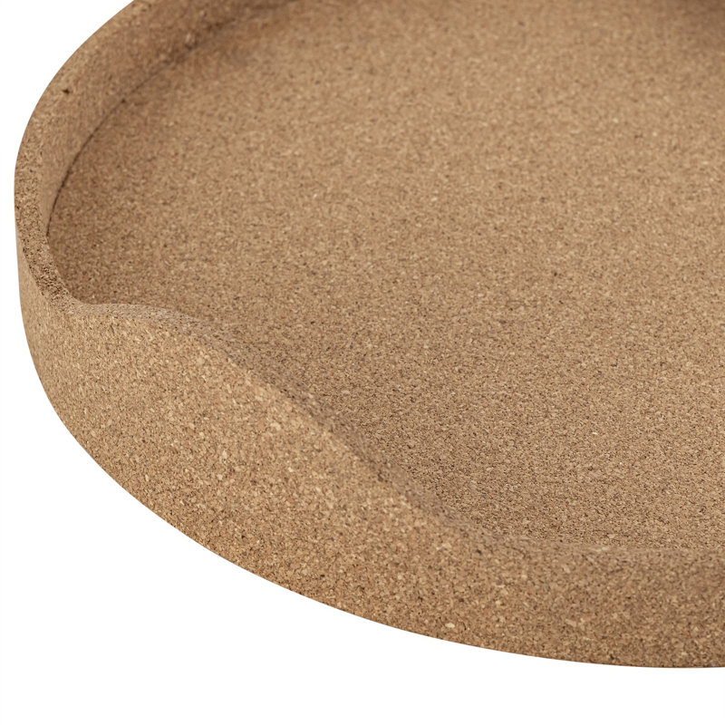 Plateau rond en liège large, L 16,25 po x P 16,25 po x H 3 po
