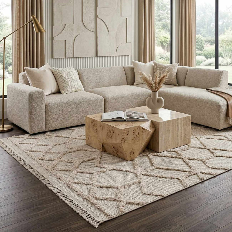 Tapis beige Malili, Rectangle 2 pi 7 po x 4 pi