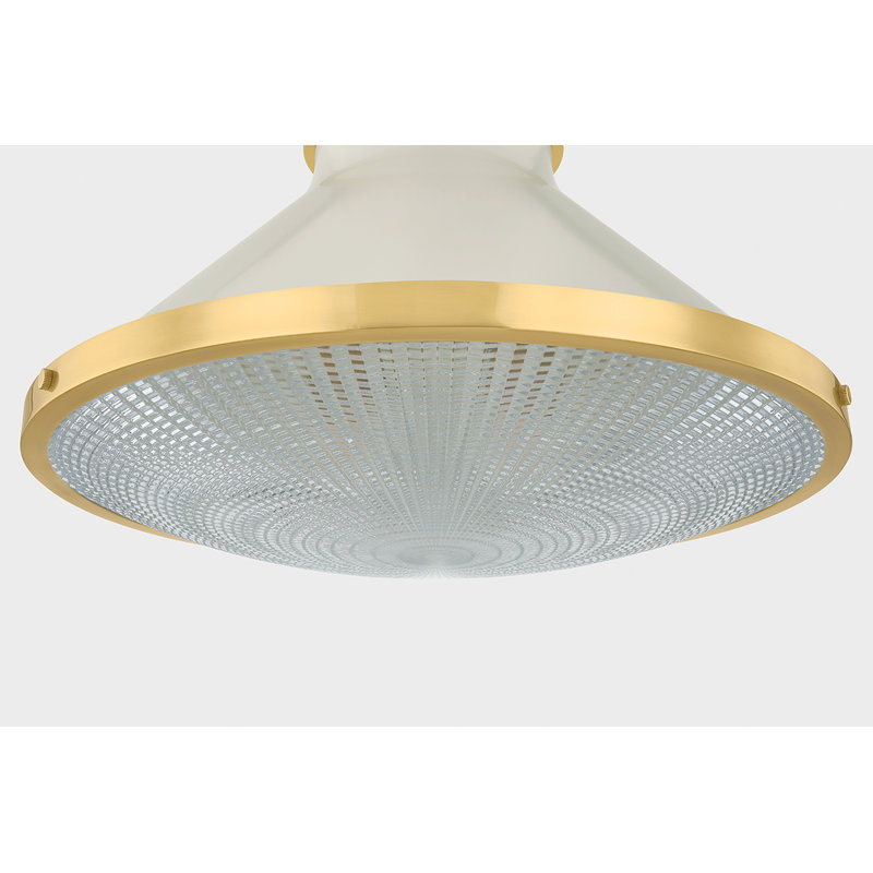 Highclere Flush Mount in Aged Brass by Mark D. Sikes, 12.25" H x 17.75" W x 17.75" D, White