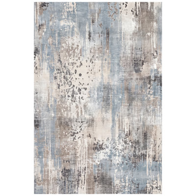 Torrent Modern Distressed Solid Blue Ivory Gray Beige White Non-Slip Low Pile Indoor Outdoor Pet Friendly Living Room Bedroom Dining Room Entryway Hallway Office Taupe Kitchen High Traffic Easy Clean Printed Ultra Soft Bound Edge Washable Rug