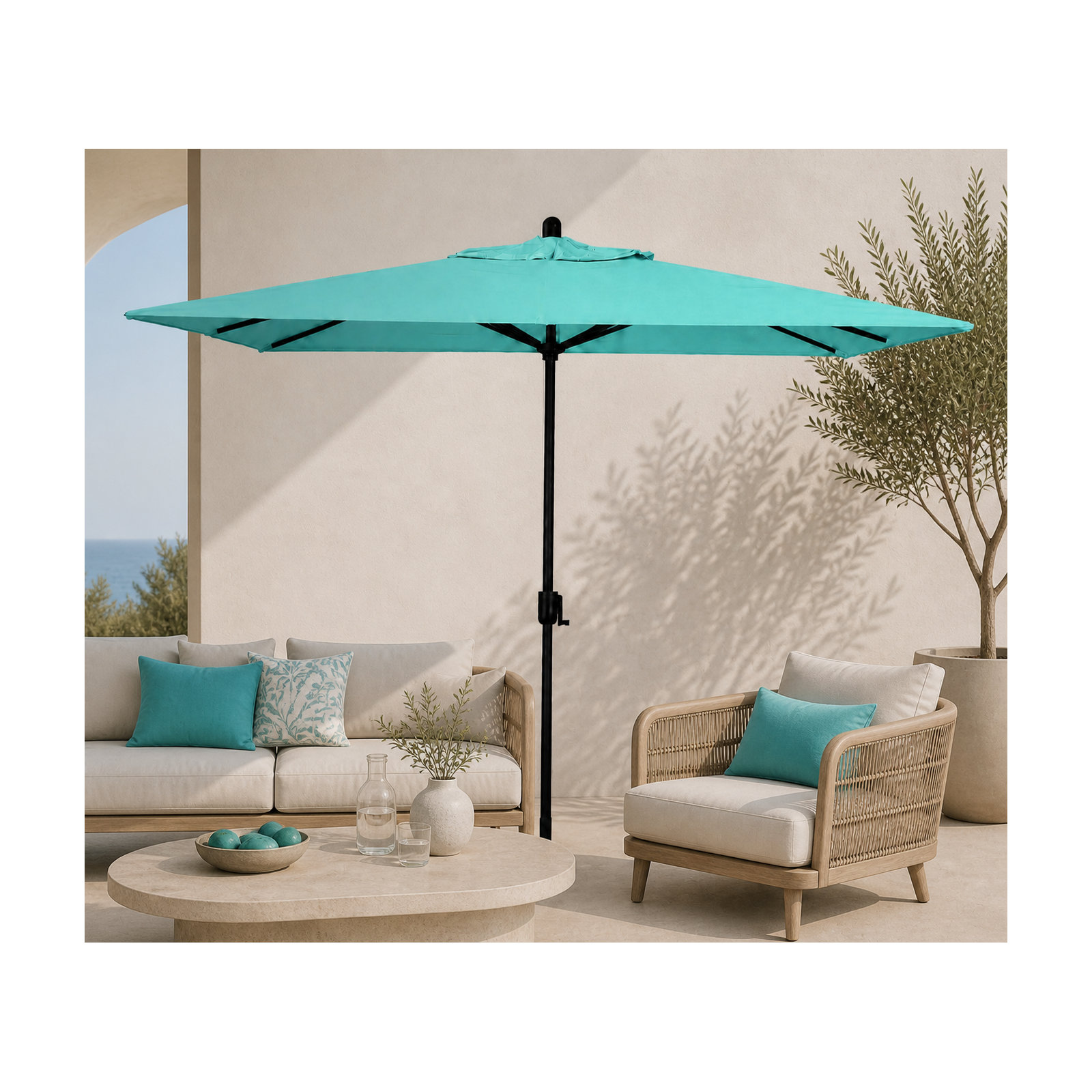 Olivier 116.7'' Outdoor Umbrella, Canvas Aruba Sunbrella® Canvas, Antique Bronze
