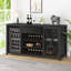 Meuble-bar industriel de 180 cm avec emplacement pour mini-réfrigérateur, casier à vin, porte-verres et tiroir (réfrigérateur non inclus).-102380460