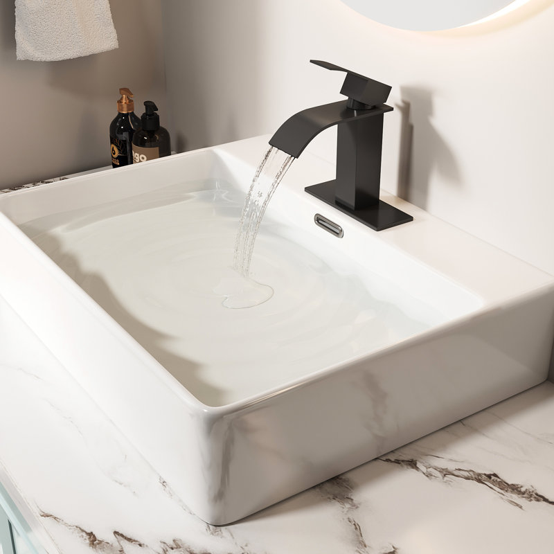 Matt Black Bathroom Faucet 6" - Single Handle, Stainless Steel 304, Deck-Mounted, Cartridge Valve, For Homes, Matte Black