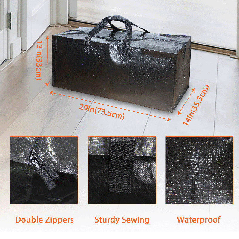 Heavy Duty Moving Bags - Extra Large Storage Totes with Backpack Straps, Strong Handles & Zippers, Alternative to Moving Boxes