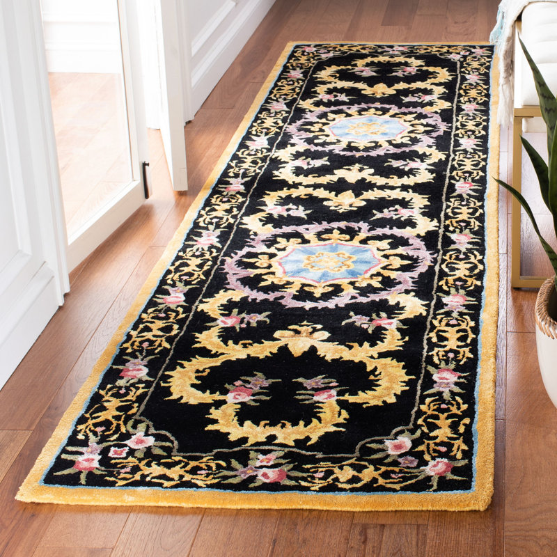 Tapis floral en laine touffeté à la main Priscila, Tapis de couloir beige
