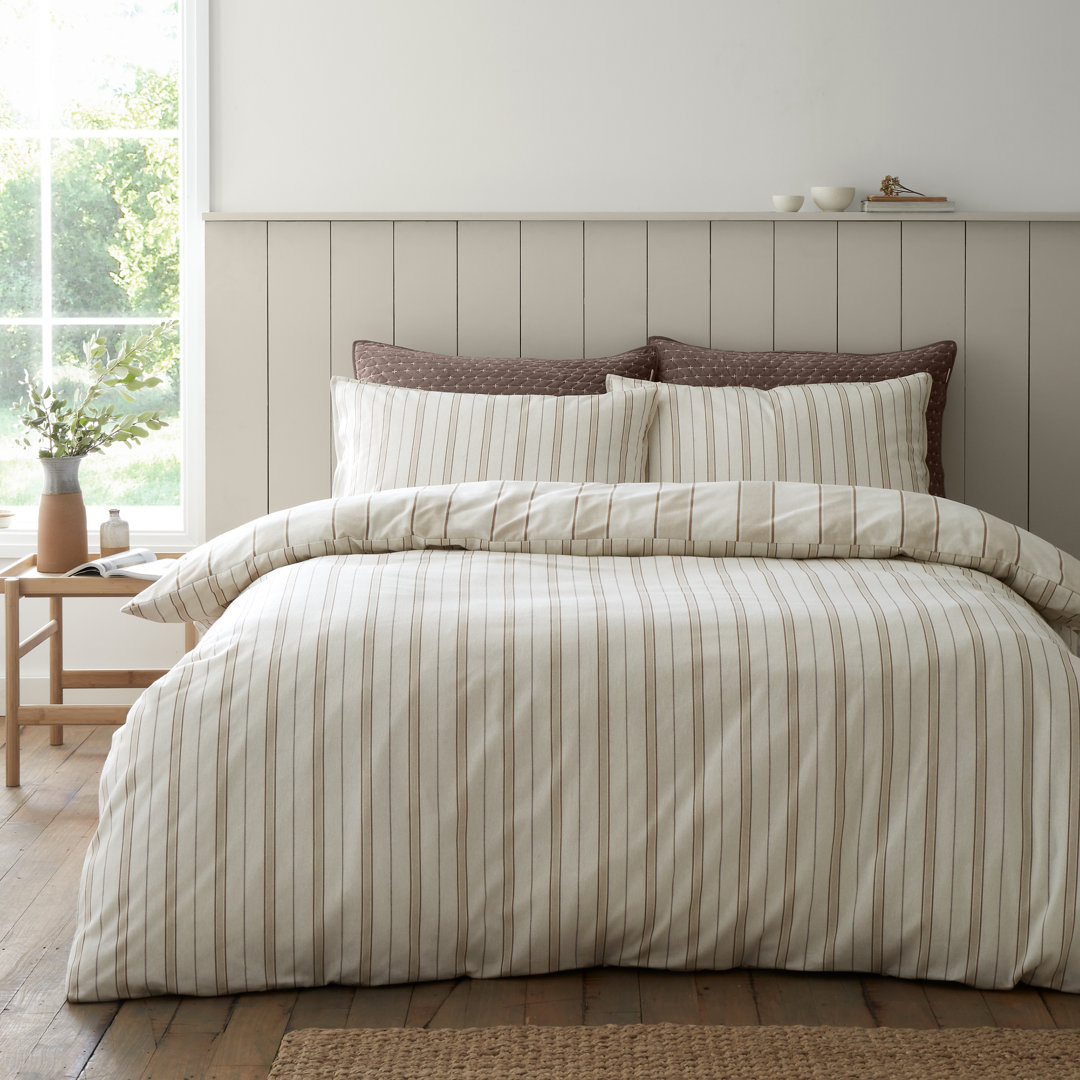 Brushed Regal Stripe Cotton Reversible Duvet Cover Set