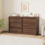 Commode à 6 tiroirs pour chambre à coucher, commode en bois avec design sans poignée, armoire de rangement en bois pour commode pour le salon, entrée, noyer
