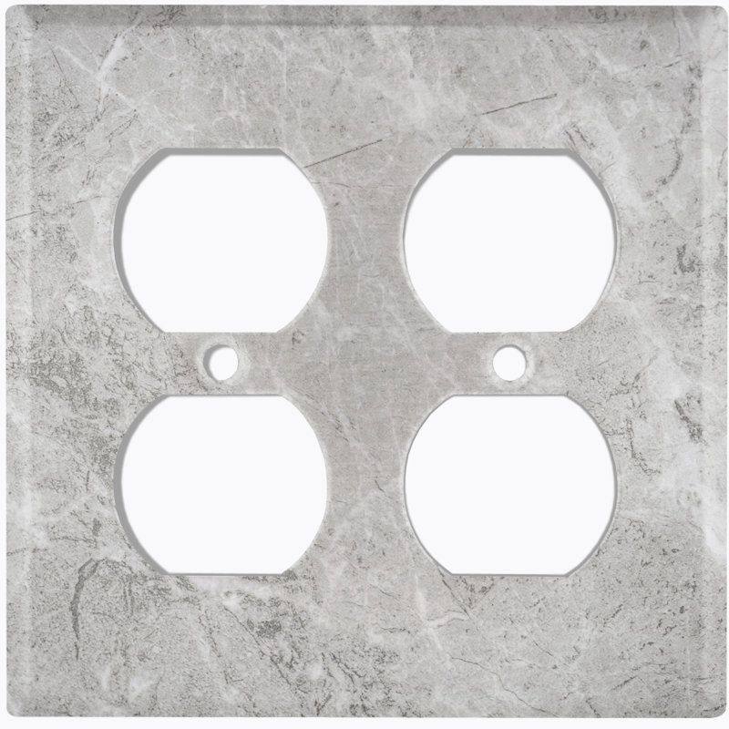 Plaque murale 2 prises doubles, Gris foncé / Blanc
