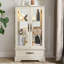 Vitrine lumineuse en verre avec tablettes réglables - Présentoir élégant à 2 portes et tiroir intégré, ampoule incluse-2146999903