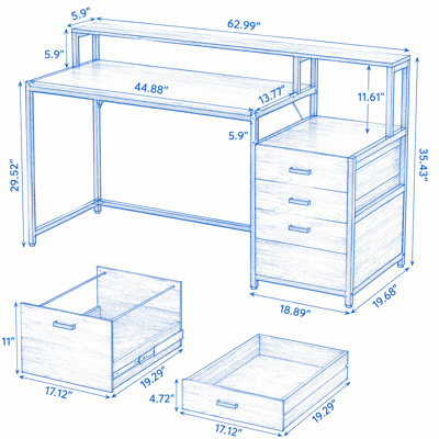 Bureau d'ordinateur 63 "avec support pour écran