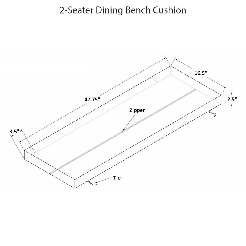 2-Seater Dining Bench Cushion -, Cast Silver