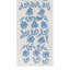 20 x 75 po. Chemin de table en soie et broderie bleu et crème