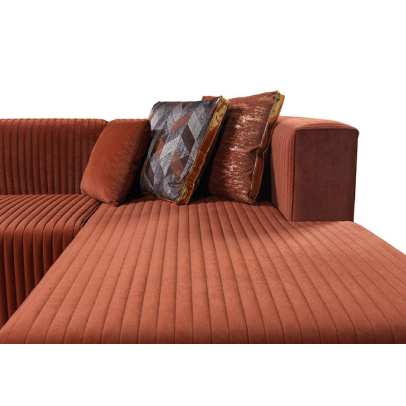 Canapé modulaire en velours 4 pièces Juliana, Velours orange