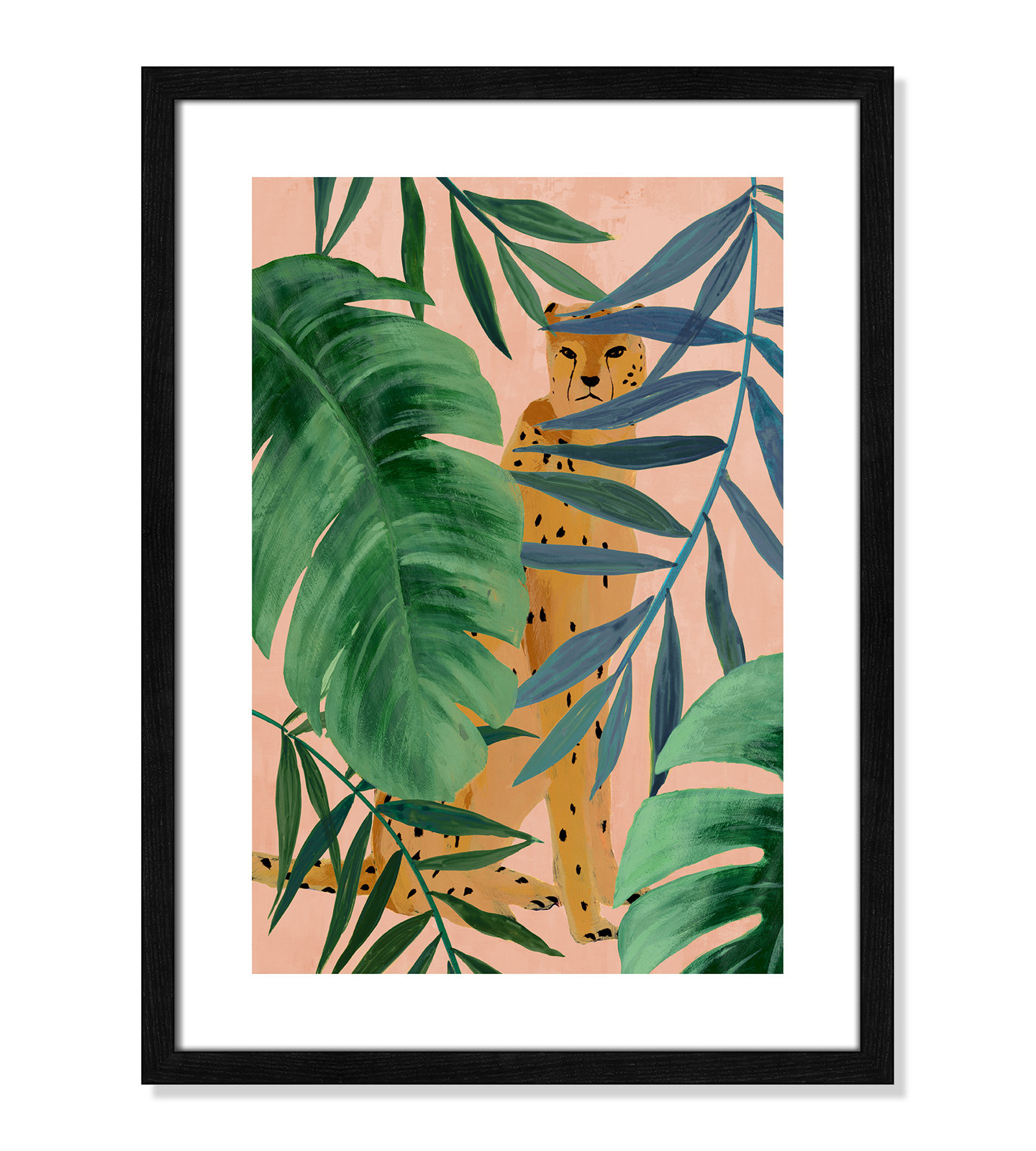 Allie "Silent Jungle" Painting by Isabelle Z, 23" H x 17" W x 0.75" D, Black Wood Framed Paper
