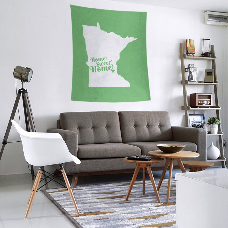 Tapisserie murale Home Sweet Minneapolis, H 104 po x l 88 po, Vert