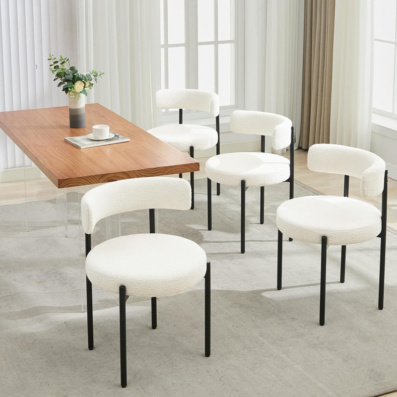Chaise de salle à manger rembourrée Modern, 4, Noir, noir, noir, noir, Blanc, crème