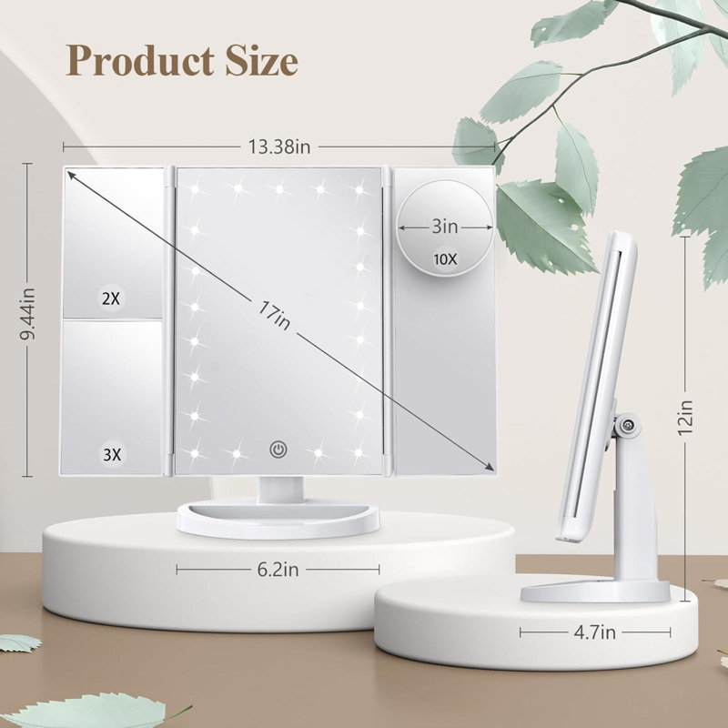 Miroir de maquillage avec miroir grossissant et lumières