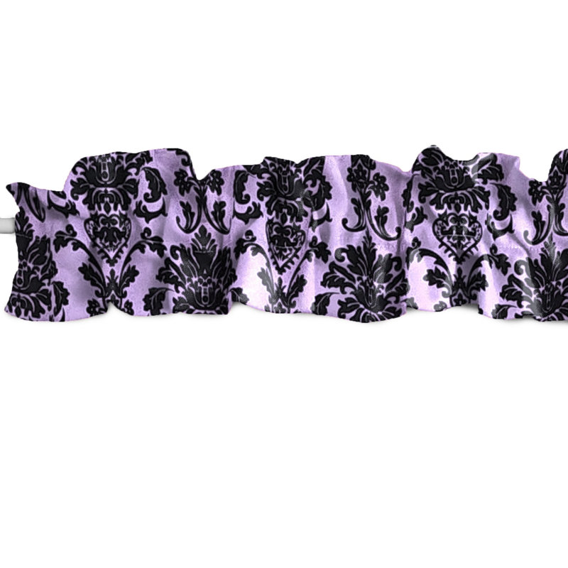 Floral Poplin Damask Curtain Sleeve Topper Window Valance, 72" W x 7" L, Lavender