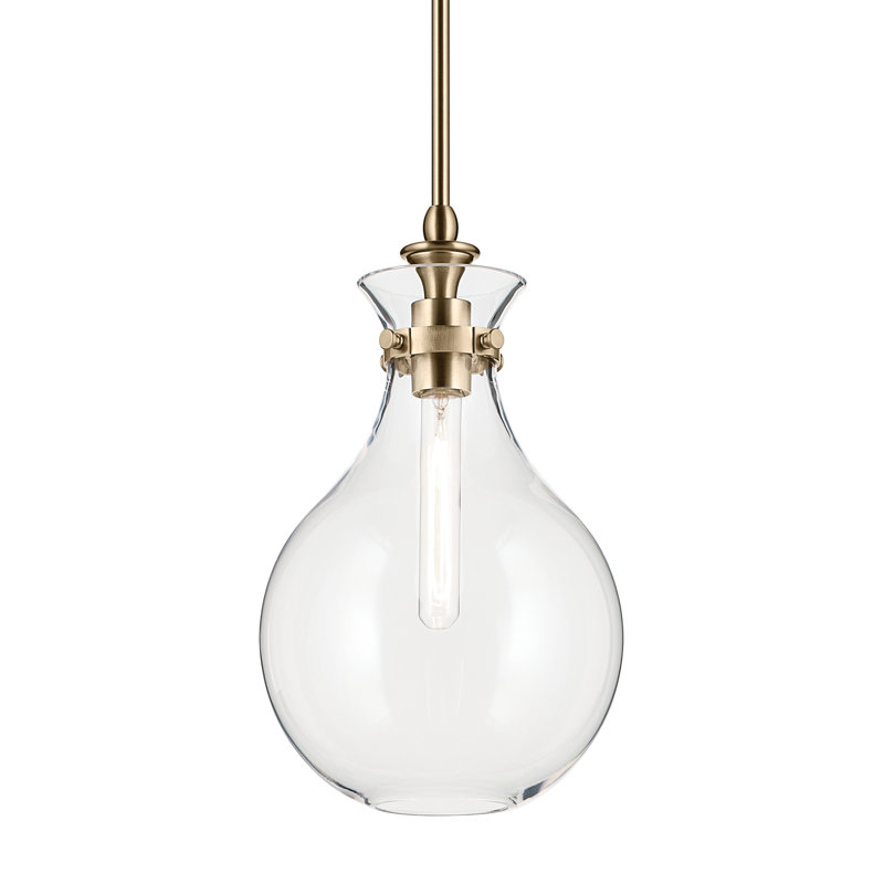 1 Light Pendant with Opal Glass, Bronze, Clear, 16.25" H x 9.75" W