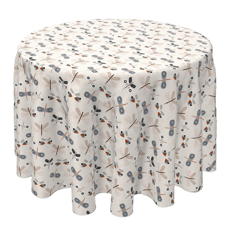 Round Floral Cotton Twill Tablecloth