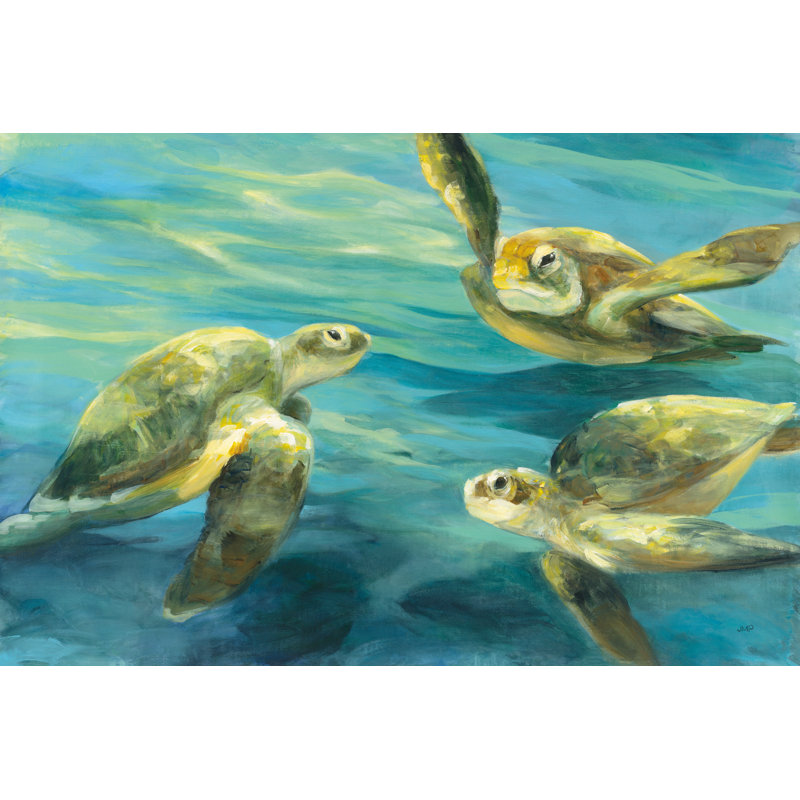 «Sea Turtles» par Julia Purinton, reproduction d'art sur toile tendue, H 32 po x l 48 po