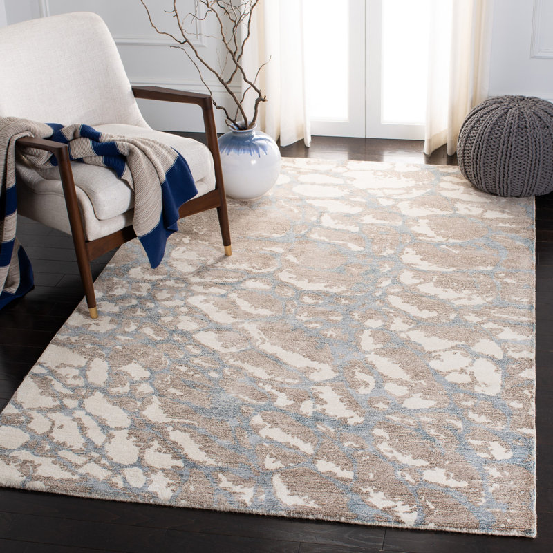 Dillwyn Hand Tufted Wool/Viscose Pile Abstract Rug in Gray/Beige, Rectangle 8' x 10'