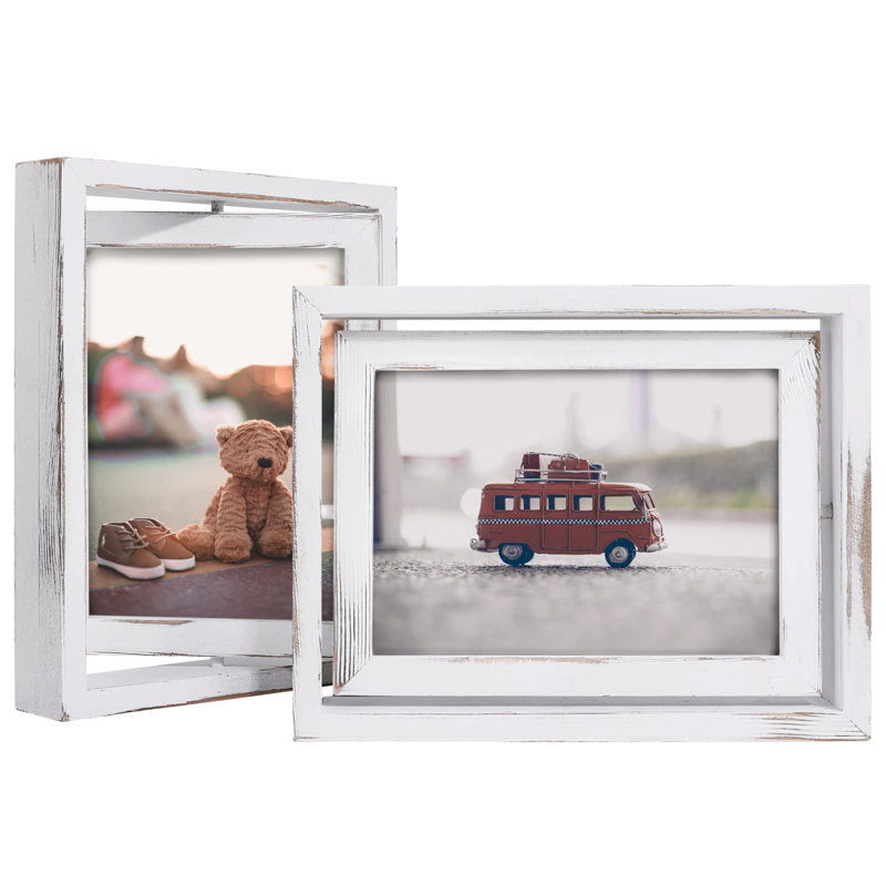Paquet de 2 cadres photo flottants 5 x 7, Blanc