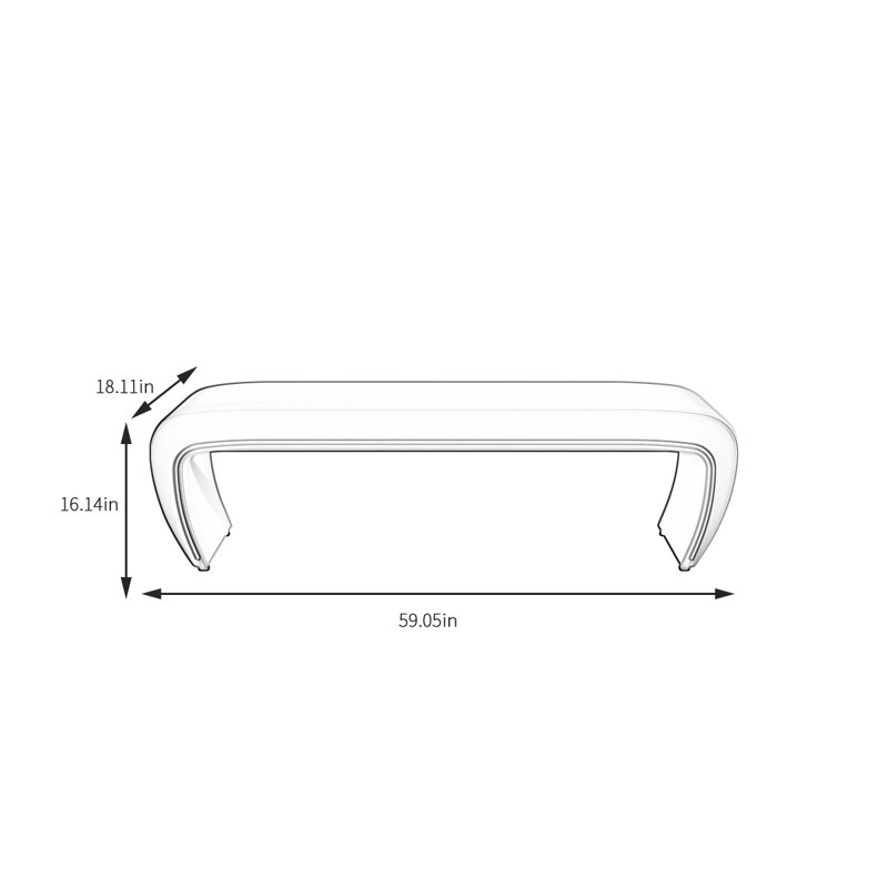 Banc rembourré en cuir Jacan, H 16,14 po x l 59,05 po x P 18,11 po