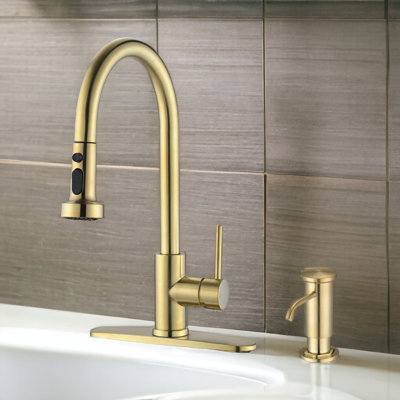 Pull Down Touch Single Handle Kitchen Faucet with Soap Dispenser