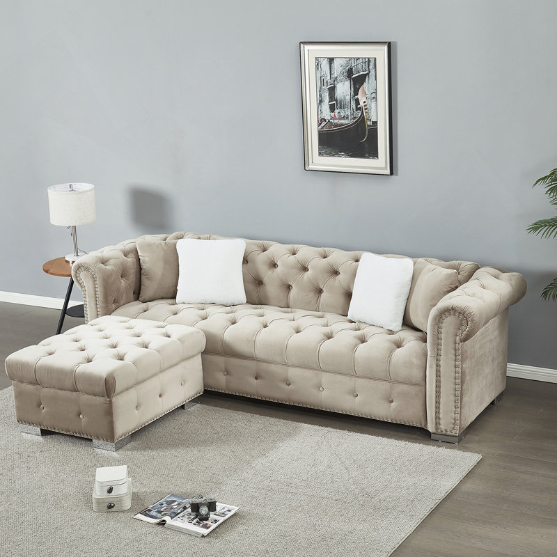Canapé modulaire réversible surdimensionné en L 4 places, Chameau clair