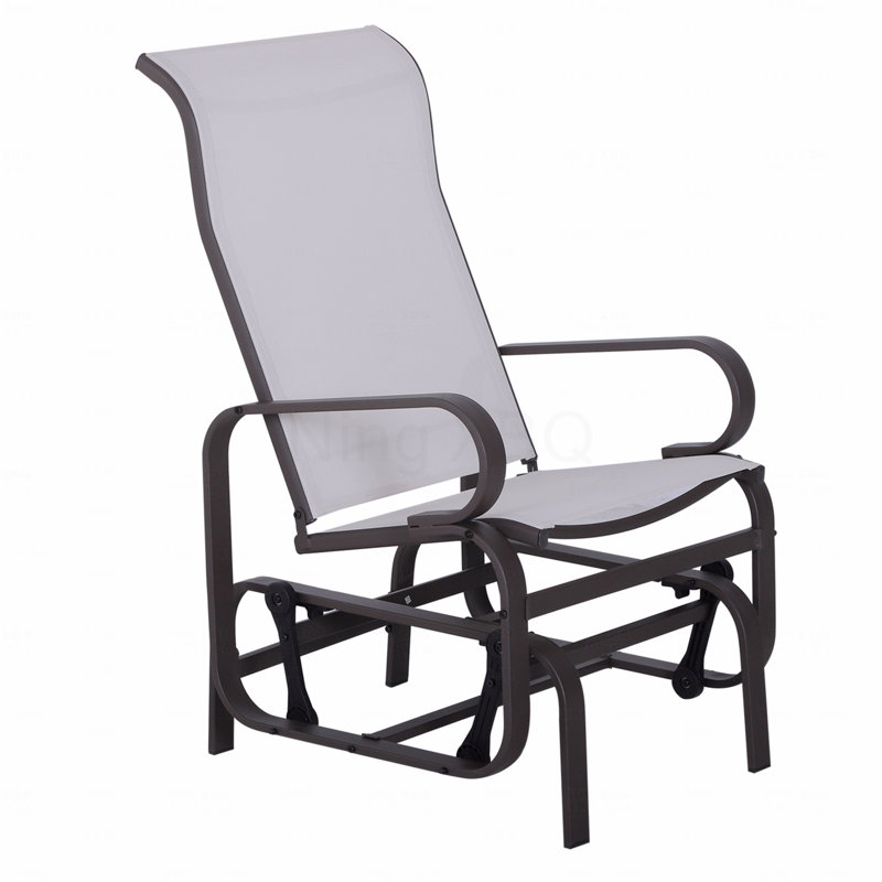 Patio Outdoor Glider Chair, Smooth Rocking Mechanism Lightweight Construction For Backyard Beige