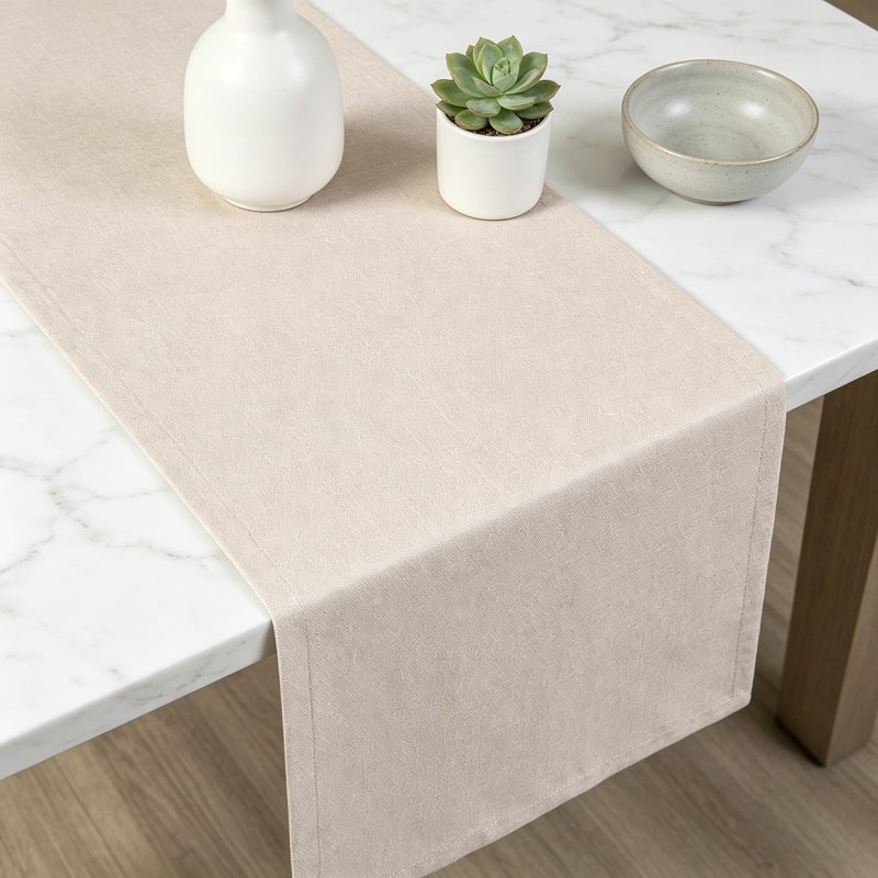 Premium Linen-Style Table Runner, Wrinkle-Resistant & Machine Washable Polyester, Rustic Farmhouse Decor For Everyday Use
