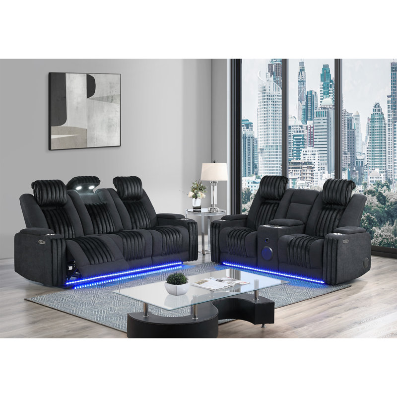 Canapé inclinable électrique noir avec appui-tête Duran, Noir