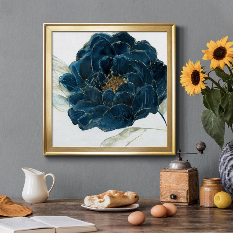 Velours fleuri - peinture sur toile encadrée, H 30,5 po x l 30,5 po x P 1,5 po, Cadre doré